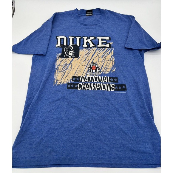 Duke Blue Devils T-Shirt Vtg NCAA Final Four 4 Champion Single Stitch 1991 Sz L - Picture 1 of 9